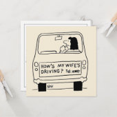 Fun-Cartoon van vrouw die een auto bestuurt Kaart (Voorkant / Achterkant in situ)