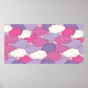 Fun cartoon wolken. herhalen. poster