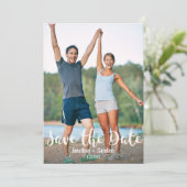 Fun Casual kalligraphy Lettering, Photo, Wedding S Save The Date (Staand voorkant)