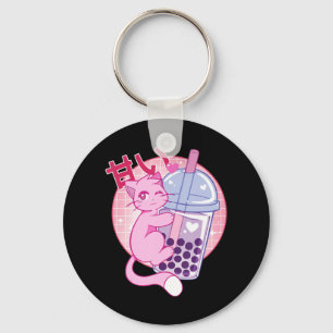 Fun Cat Boba Tea Bubble Tea Anime Kawaii Gift Girl Sleutelhanger