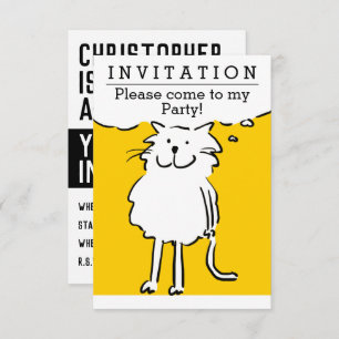 Fun Cat Design Party-uitnodiging Kaart