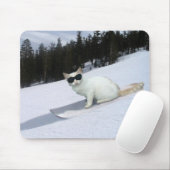 Fun Cat op een Snowboard Mousepad Muismat (Met muis)