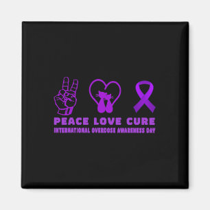 Fun Cat Peace Love Cure Overdosis Awareness Suppor Magneet