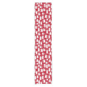 Fun Cat Red en White Tablecloth Korte Tafelloper (Voorkant)
