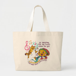 Fun CAT TACO STACCATO Christelijk Grote Tote Bag
