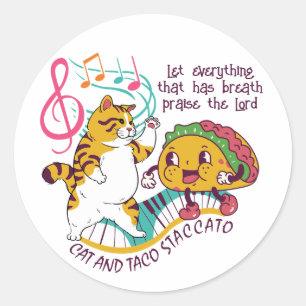 Fun CAT TACO STACCATO Christelijk Ronde Sticker