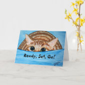 Fun Cat Verjaardag Kaart (Gele Bloem)