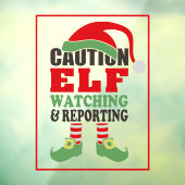 Fun CAUTION ELF WATCHING Kerstmis Raamsticker (Vel 3)