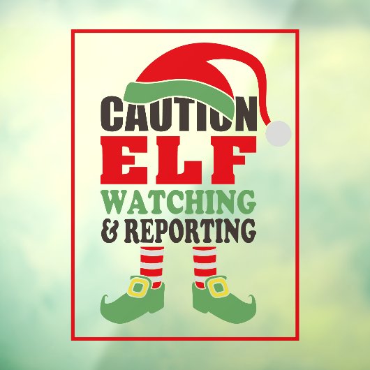 Fun CAUTION ELF WATCHING Kerstmis Raamsticker (Vel 3)