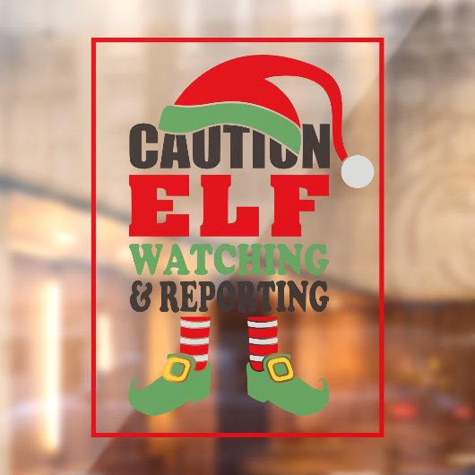 Fun CAUTION ELF WATCHING Kerstmis Raamsticker (Vel 2)