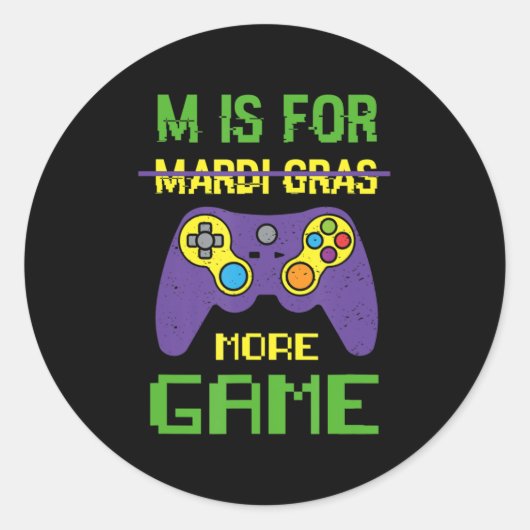 Fun Celebrate Mardi Gras Video Game Controller Gam Ronde Sticker (Voorkant)