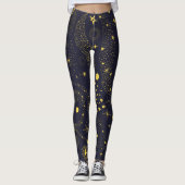 Fun Celestial Doodles Galaxy Pattern Black Leggings (Voorkant)