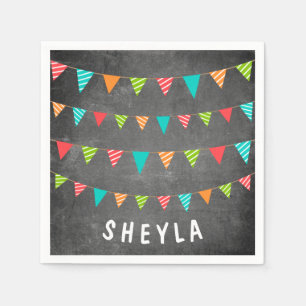 Fun Chalkboard Bunting Flags Name Birthday Party Servet