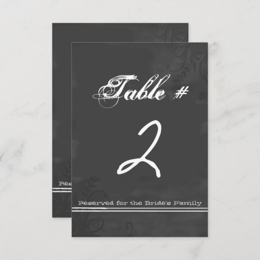 Fun Chalkboard Look Mariage Numéro de table Carte (Devant / Derrière)