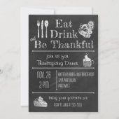 Fun Chalkboard Thanksgiving Invitation (Devant)