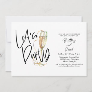Fun Champagne Engagement Party Kaart