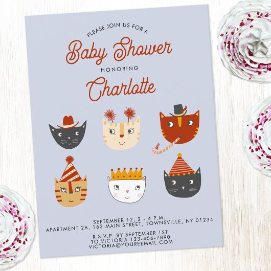 Fun Chat Baby shower personnalisé Invitation