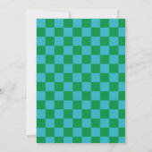 Fun Checkerboard Blue Green Geometric Birthday Kaart (Achterkant)