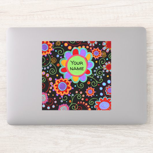 Fun Cheerful Flowers Personalized Sticker (Computer)