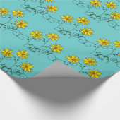 Fun Cheerful Yellow Flowers Doodle Art Cadeaupapier (Hoek)