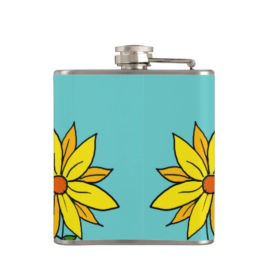 Fun Cheerful Yellow Flowers Doodle Art Heupfles (Achterkant)