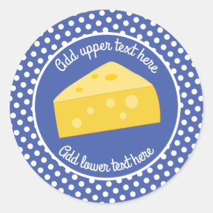 Fun Cheese Wedge - cartoon stijl blauw wit dot Ronde Sticker