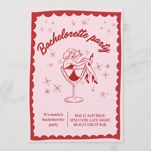 Fun & Chic Bachelorette Party Invitation for Girls (Devant)