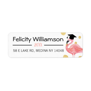 Fun Chic Cute Trendy Pink Flamingo Gradup Etiket