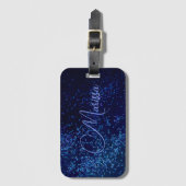 Fun Chic Personalized Blue Confetti Bagagelabel (Voorkant (verticaal))