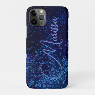 Fun Chic Personalized Blue Confetti iPhone 11 Pro Hoesje