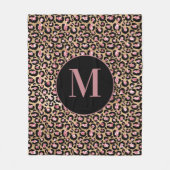 Fun Chic Pink Black Gold Cheetah/Leopard Monogram Fleece Deken (Voorkant)