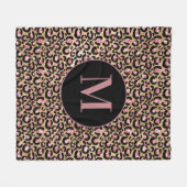 Fun Chic Pink Black Gold Cheetah/Leopard Monogram Fleece Deken (Voorkant (Horizontaal))