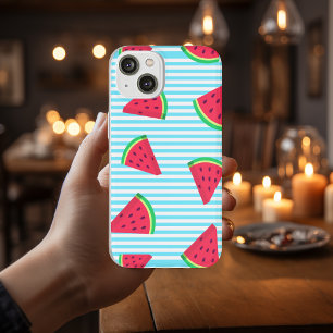 Fun Chic Watermelon Slices Blue Lines Pattern iPhone 13 Hoesje