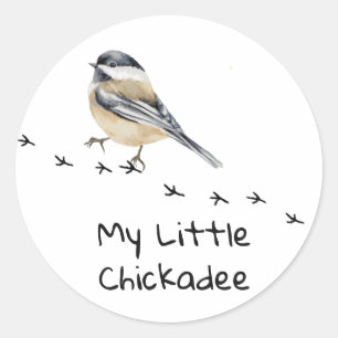 Fun Chickadee Cute Little Bird Tracks Ronde Sticker