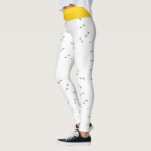 Fun Chicken Be Crazy! Funky Zwart & Wit & Geel Leggings