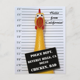 Fun Chicken Beverly Hills Mugshot Briefkaart! Briefkaart