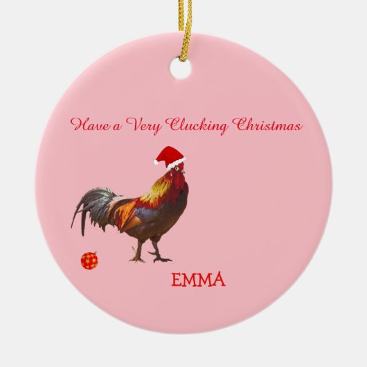 Fun Chicken-kerstgroet Keramisch Ornament (Voorkant)