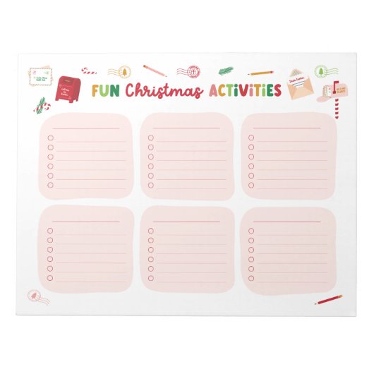 Fun Christmas Activities Checklist Bloc-notes (Devant)
