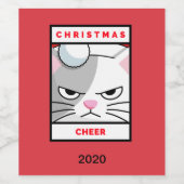 Fun Christmas Cheer Cat Lovers Design Wijn Etiket (Enkel label)