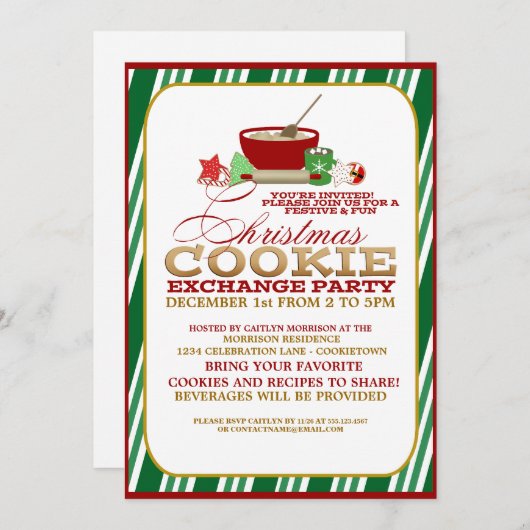 Fun Christmas Cookie Exchange Party Invitation (Devant / Derrière)