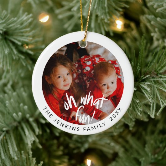 Fun Christmas Foto Keramisch Ornament (Boom)