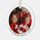 Fun Christmas Foto Keramisch Ornament (Links)