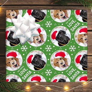 Fun Christmas Love Santa Custom Fotonaam Groen Cadeaupapier