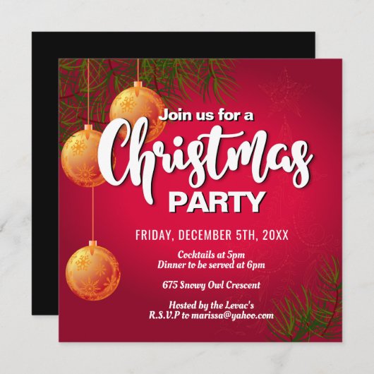 Fun Christmas Party Invitation (Devant / Derrière)