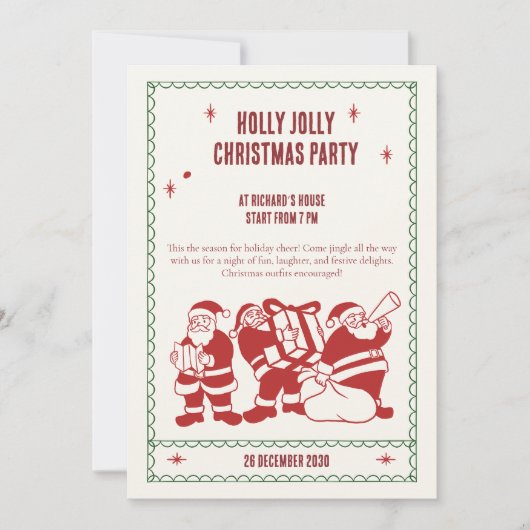 Fun Christmas party invite by Santa Kaart (Voorkant)