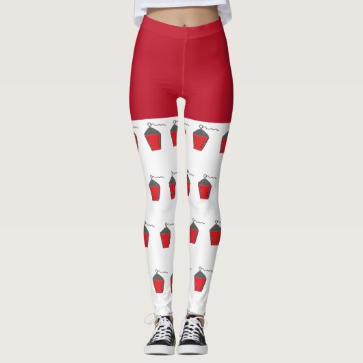 Fun Christmas Red Bryn Mawr Lantern White Leggings (Devant)