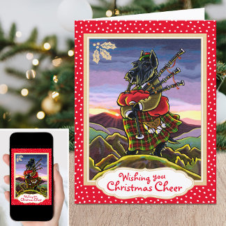 Fun Christmas Scottie Bagpipes Carte pour notes pe