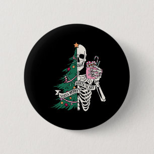 Fun Christmas Sorta Merry Sorta Scary Skeleton XMA Ronde Button 5,7 Cm