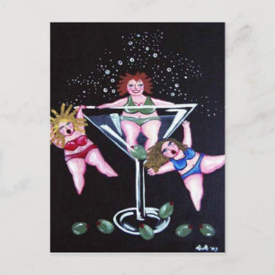 Fun Chubby Martini Divas Post Cards Briefkaart