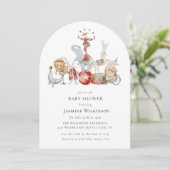 fun Circus Baby Shower with qr code Invitation Kaart (Staand voorkant)